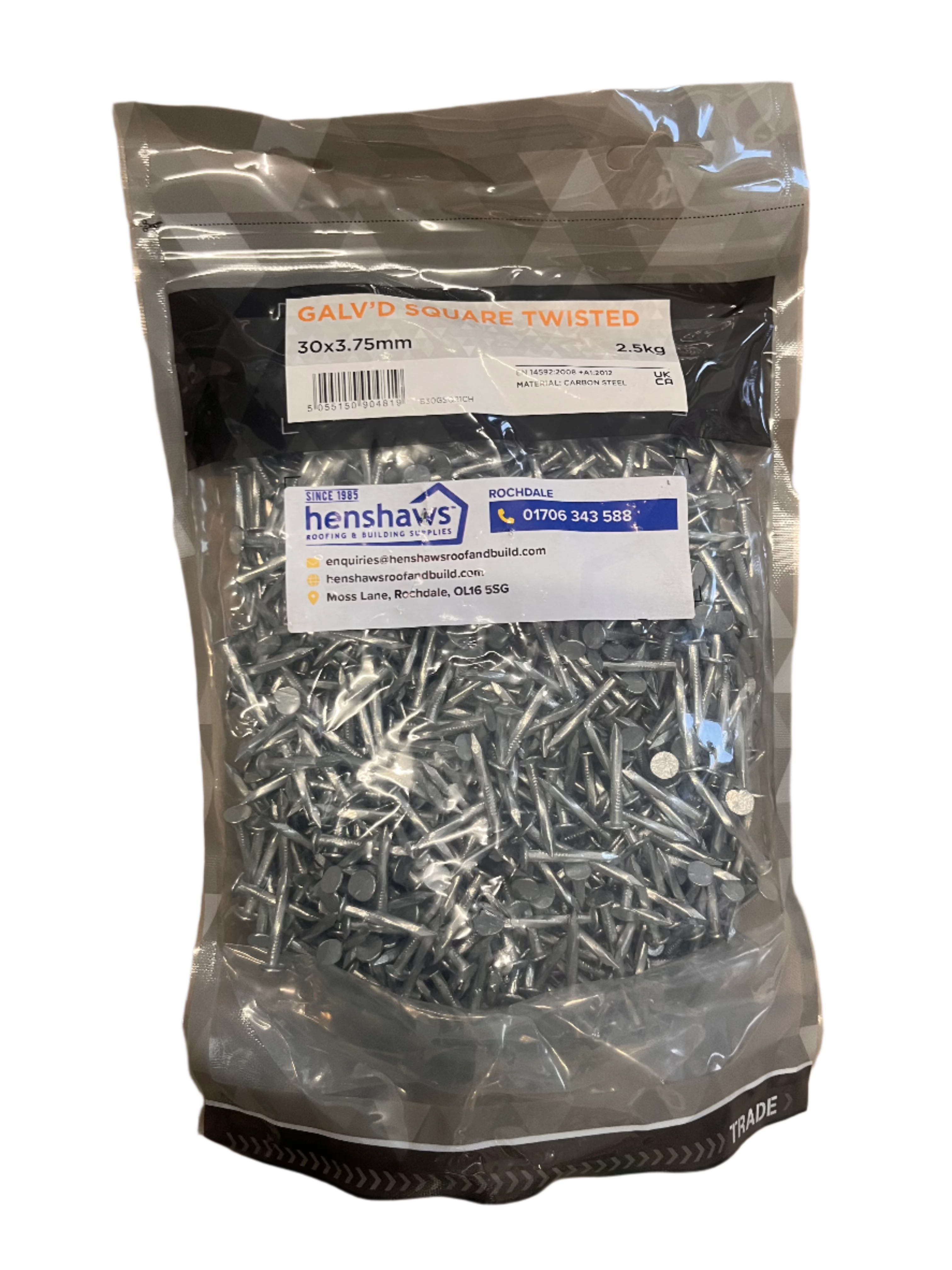 GALVANISED SQUARE TWISTED NAILS 3.75MM (2.5KG BAG)